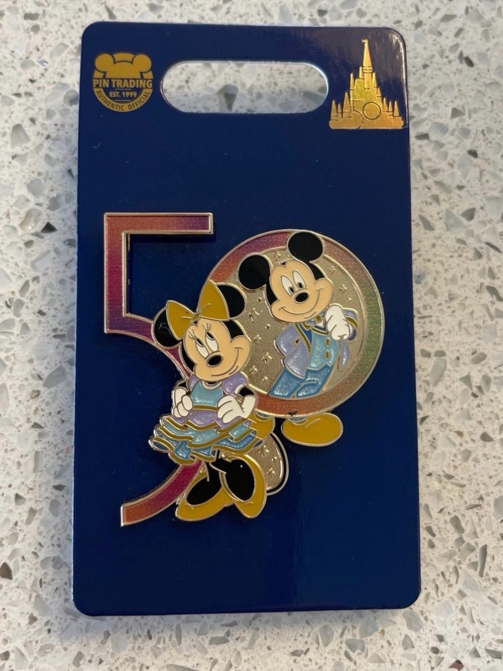Disney 50th Anniversary Celebration Trading Pin Mickey & Minnie Mouse Disneyland